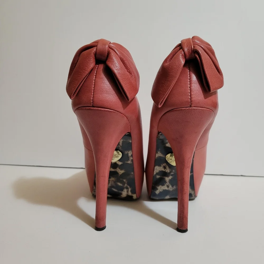 Betsey Johnson Platform Heels Nevaeh Pink Leather Shoes 6.5 Women's